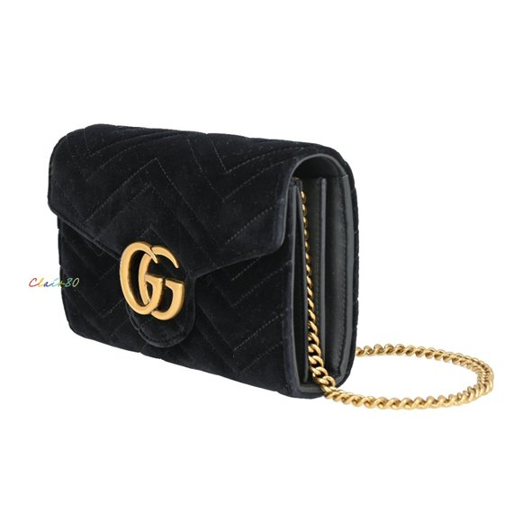 Gucci GG Marmont Matelassé Velvet Chain Bag - Picture 2 of 8
